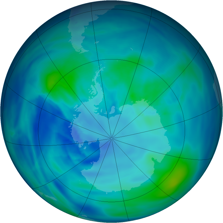 Antarctic ozone map for 26 March 2005